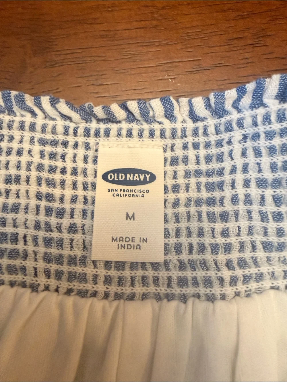 Old Navy Blue and White Striped Smocked Waist Skirt